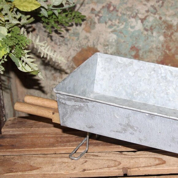 NEW Galvanized Metal & Wood Fall Farmhouse Wheelbarrow Decor Box - Picture 10 of 11